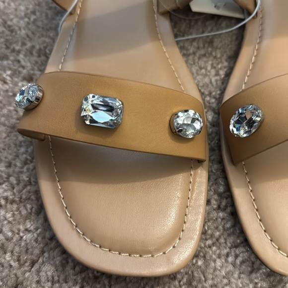 A New Day Brit Two Band Embellished Sandals Size 10 Color Tan - Picture 3 of 9
